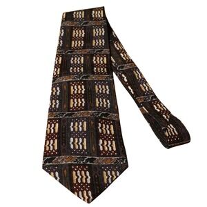 Vintage 90s Martin Wong Geometric Silk Necktie Mens Size 4 Vintage Made in USA